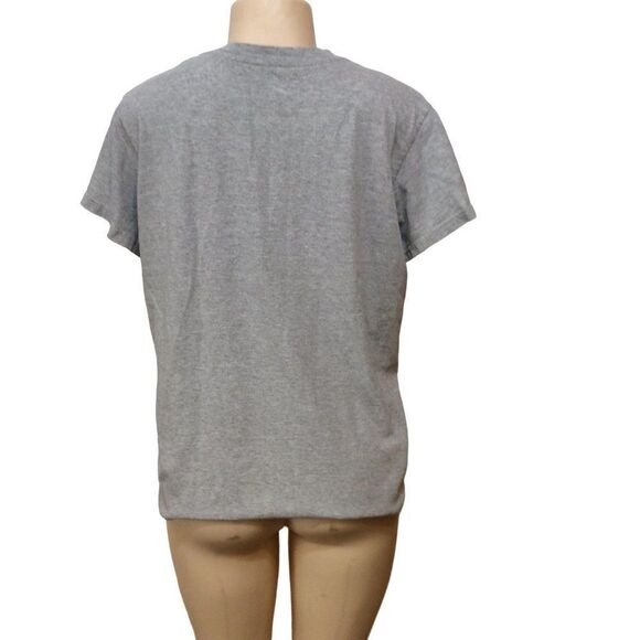 ADIDAS Women Short Sleeve Tee With Yellow Bad Sign Size XL Gray - Picture 2 of 2